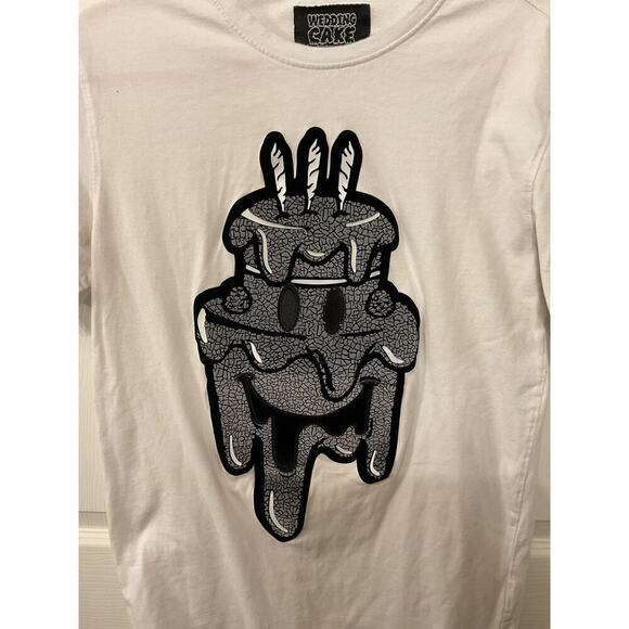 Men's Wedding Cake Wake Bake and Cake Melting Cake Embroidered tee,M - Picture 2 of 6